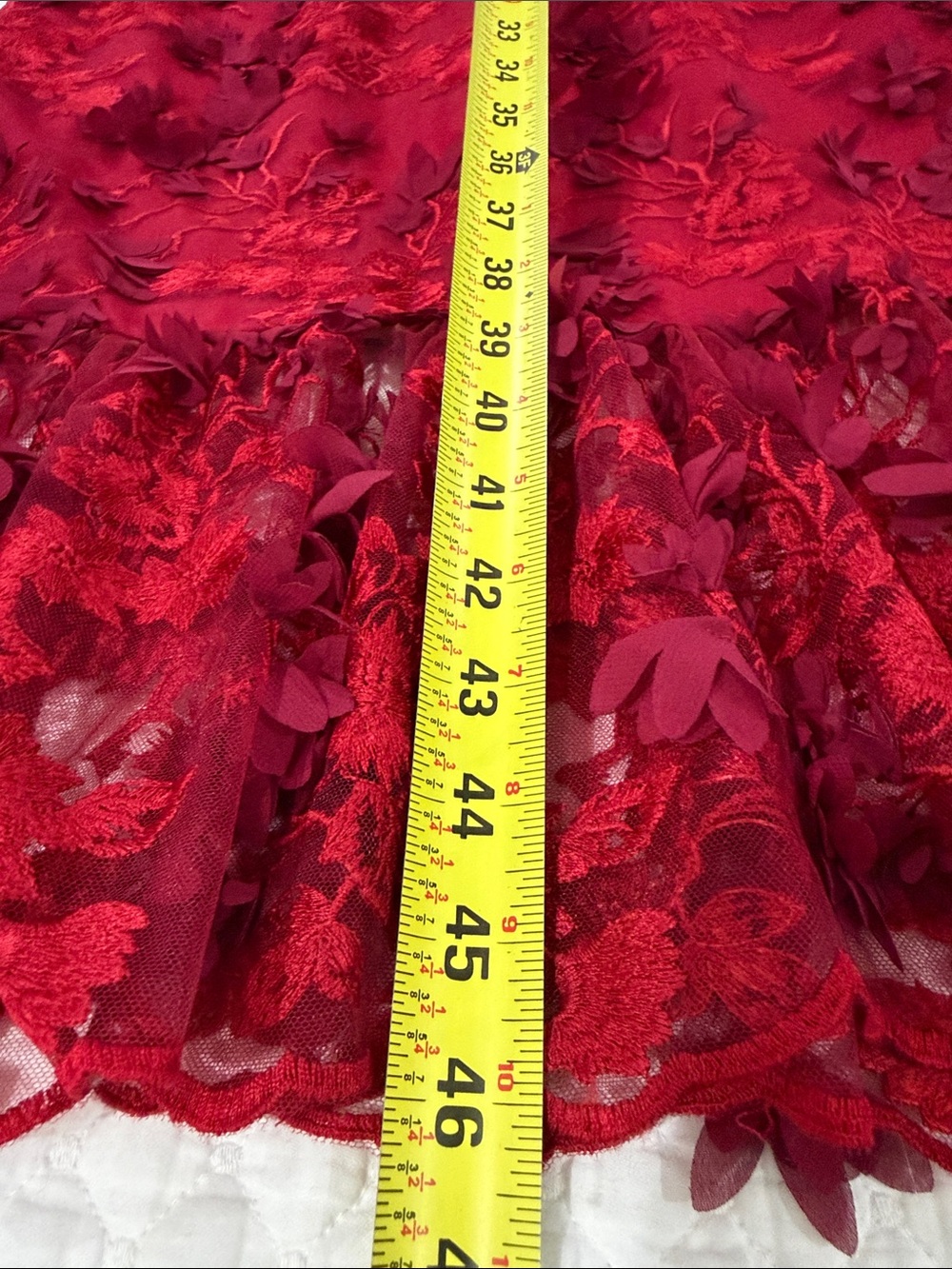 Marchesa Notte Red Lace Midi Dress 3d Floral Appliqué Mesh Wedding Guest Size 10 - Picture 17 of 17